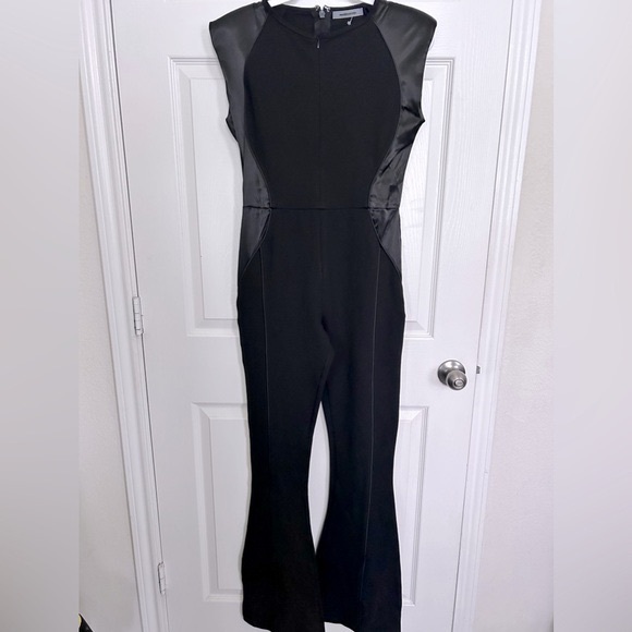 Manière De Voir, Satin Contour Flared Jumpsuit - Black Size 12 - Picture 3 of 12
